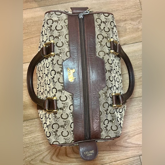 Vintage CELINE Boston Bag Brown and Cream Monogram with Leather Accents - Picture 9 of 12